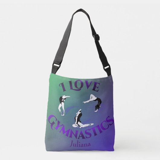 Kinder I Love Gymnastics Personalized Crossbody Tas (Voorkant)