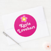 Kinder ID genaamd roze witte bloem meisjes sticker (Envelop)
