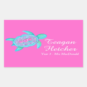 Kinder ID-schildpad hart roze stickers