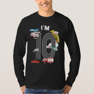 Kinder Ik ben 10 Jaar Oud Auto Brand Vrachtwagen V T-shirt
