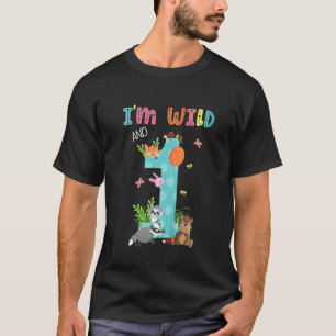 Kinder ik ben wild en 1 dierentuin thema verjaarda t-shirt