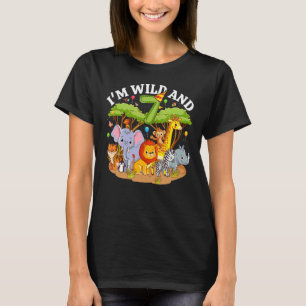 Kinder ik ben wild en 7 dierentuin thema 7e verjaa t-shirt