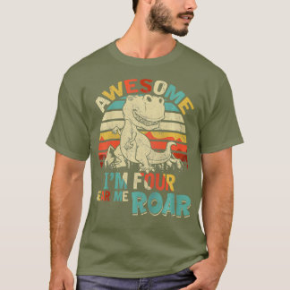 Kinder ik vier hoor me Roar Dinosaur Birthday Boy T-shirt