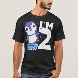Kinder Im 2 bday Penguin feest schattig 2e verjaar T-shirt