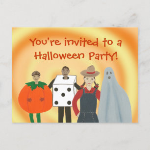 Kinder in kostuums, Halloween Party Nodig briefkaa Feestdagenkaart