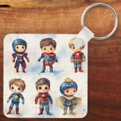 Kinder in Superhero Outfits Sleutelhanger (Achterkant)