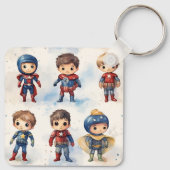 Kinder in Superhero Outfits Sleutelhanger (Achterkant)