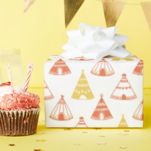 Kinder Indiase teepees tipi tentspellen rood geel Cadeaupapier