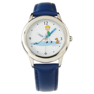 Kinder Jeugd Hockey Cartoon Jongen Horloge