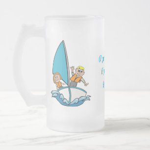 Kinder jongen en meisje in zeilboot Frosted Mok