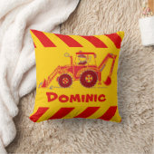 Kinder jongen graaft rode en gele naam kussen (Deken)