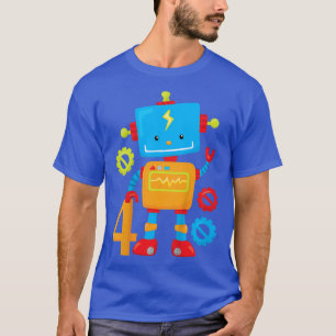 Kinder jongens 4e verjaardag Gift Cute Robot T-shirt
