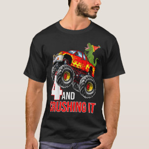 Kinder jongens 4e verjaardag Monster Truck Birthda T-shirt