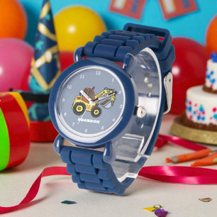 Kinder Jongens Bouw Graafmachine Naam Horloge