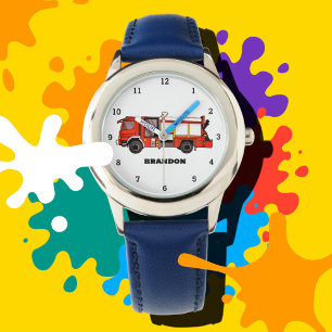 Kinder jongens brandweerauto naam horloge