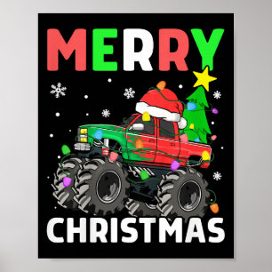 Kinder Jongens Vrolijk Kerstmonster Vrachtwagen Sa Poster