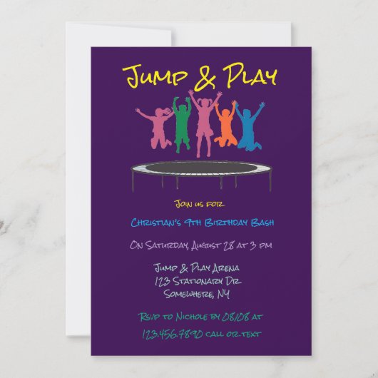 Kinder Jump & Play Trampoline Verjaardag Bash Kaart (Voorkant)