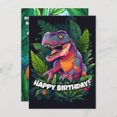 Kinder Jurassic Dino Dinosaur Birthday Kaart (Voorkant / Achterkant)