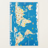 Kinder kaart van de wereld met dieren planner (Voorkant)