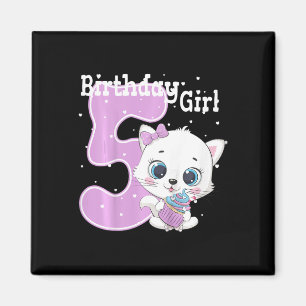 Kinder kat 5e verjaardag Shirt Girls Kitten Birthd Magneet