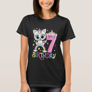 Kinder kat Unicorn Face Floral 7 jaar oud 7e jaar T-shirt