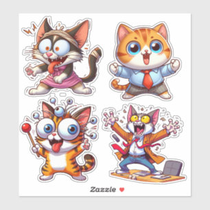 Kinder katten aan het werk sticker