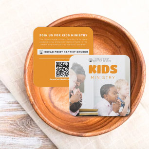 Kinder kerkdienst nodigt visitekaartje uit contactkaartje