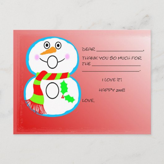 Kinder Kerst Bedankt Post Kaart (Voorkant)