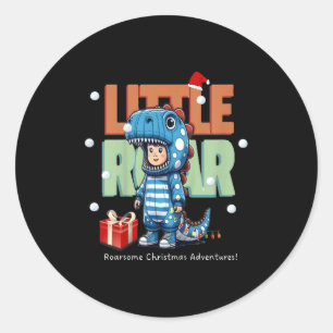 Kinder kerst brullen dinosaurus Kinder jongens ker Ronde Sticker