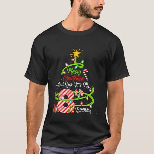 Kinder kerst en ja het is mijn 8e verjaardag t-shirt (Voorkant)