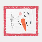 Kinder Kerst Sneeuwman Gepersonaliseerde Naam Fleece Deken (Voorkant (Horizontaal))