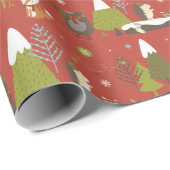 Kinder kerst van roodrode robodieren cadeaupapier (Rol Hoek)