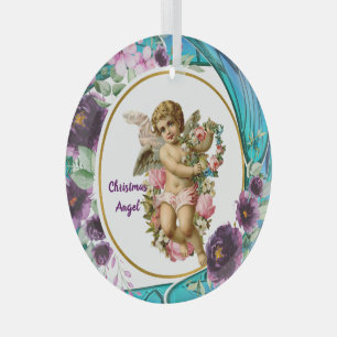 Kinder kerstangel Paars Glas in lood Wreath G Ornament