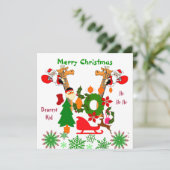 Kinder kerstavond met kersthurring Giraffe (Staand voorkant)