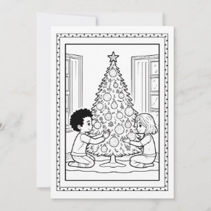 Kinder kerstboom kleuren Flat Note Kaart