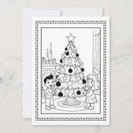 Kinder kerstboom kleuren Flat Note Kaart