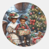  Kinder kerstcadeaus Ronde Sticker (Voorkant)