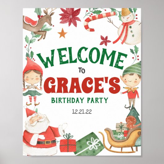 Kinder kerstfeestbord poster (Voorkant)