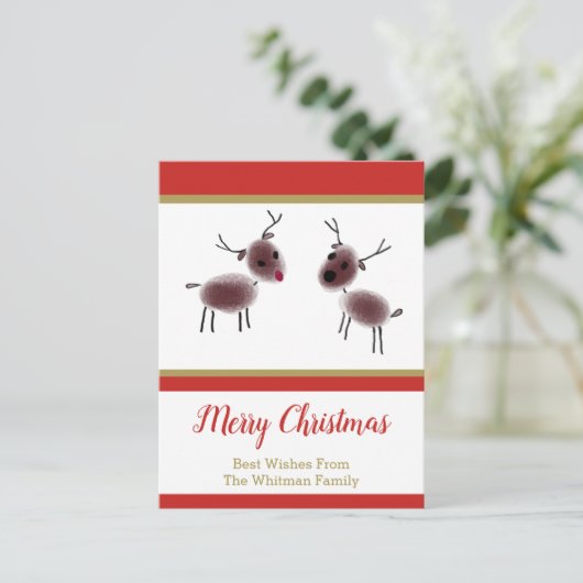 Kinder kerstfeestdag met vrolijk kerstfeest feestdagenkaart (Staand voorkant)