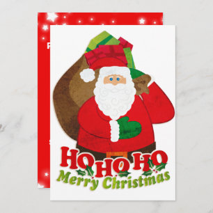 Kinder kerstfeestuitnodiging Santa rood & groen Kaart