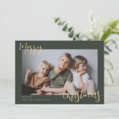 Kinder kerstfoto Merry Feestdagenkaart (Staand voorkant)