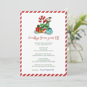 Kinder kerstjongen Elf Goodbye Letter Uitnodiging