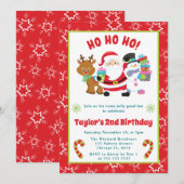 Kinder kerstman en vrienden kerstverjaardag kaart (Voorkant / Achterkant)