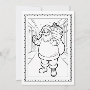 Kinder Kerstman Kleuren Kerst Flat Note Kaart