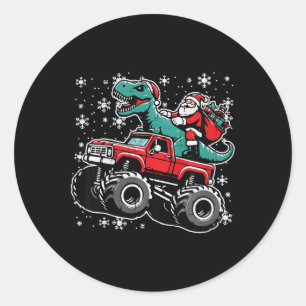 Kinder Kerstmonstertruck Dino Santa Xmas Peuter Ronde Sticker