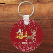 Kinder kerstrenrenrennier Snowflake Red Sleutelhanger (Voorkant)
