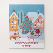 Kinder kerstscène met Woodland Animals Legpuzzel (Verticaal)