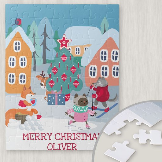 Kinder kerstscène met Woodland Animals Legpuzzel