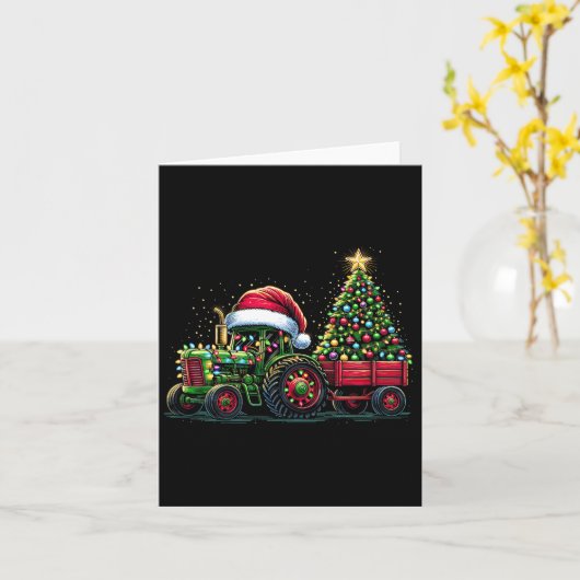 Kinder Kersttractor Santa Xmas Boerderij Truck Kaart (Gele Bloem)