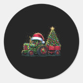 Kinder Kersttractor Santa Xmas Boerderij Truck Ronde Sticker (Voorkant)